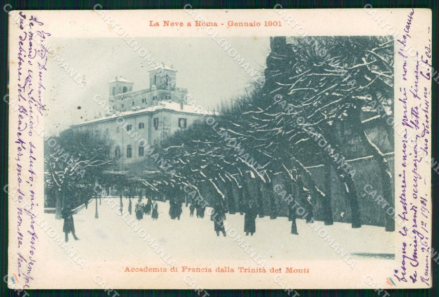 Roma Città Accademia Francia Trinità dei Monti Neve cartolina MX2834 – fronte