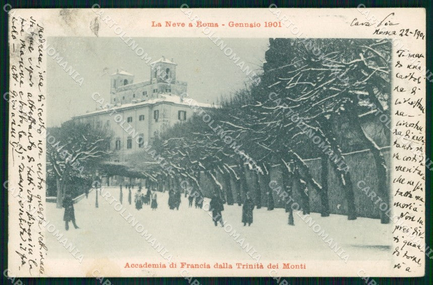 Roma Città Accademia Francia Trinità dei Monti Neve cartolina MX2835 – fronte