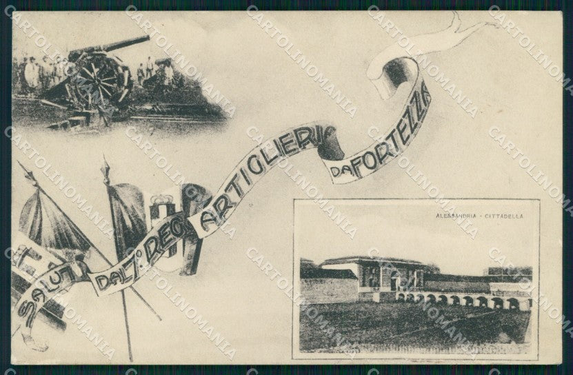 Alessandria Città Saluti da VII Reggimento Artiglieria Fortezza cartolina MX2864 – fronte