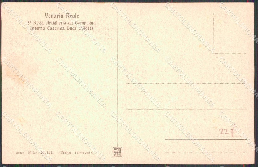 Torino Venaria Reale 5° Regg. Artiglieria Campagna Caserma cartolina MX2868 – retro