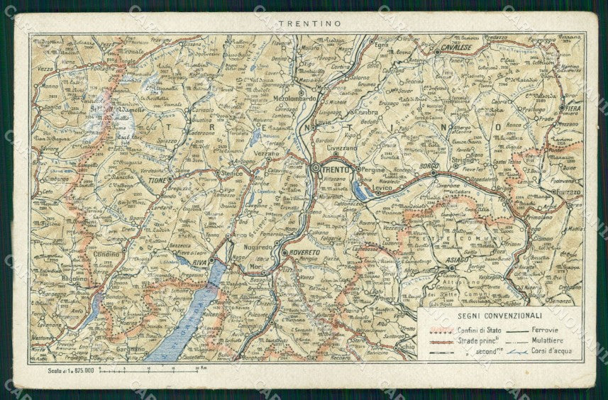 Trento Città Cartina Geografica Mappa cartolina MX2903 – fronte