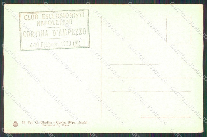 Belluno Cortina d'Ampezzo Passo Giau Nuvolao Sci Brunner 19 cartolina MX2925 – retro