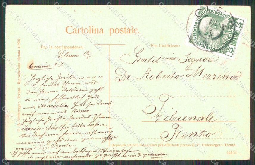 Trento Molveno Crozzon di Brenta cartolina MX2954 – retro