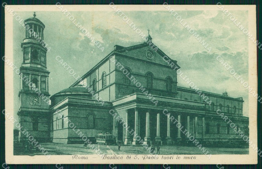 Roma Città Basilica San Paolo Fuori le Mura Tram cartolina MX2986 – fronte