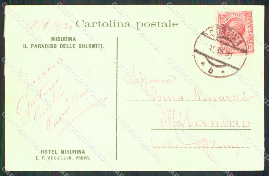 Belluno Auronzo di Cadore Lago Misurina Dolomiti cartolina MX3006 – retro