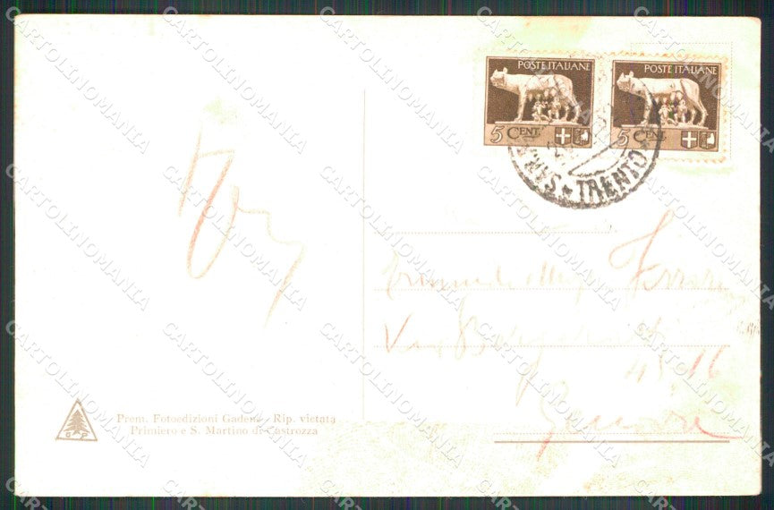 Trento San Martino di Castrozza Cima Val di Roda Sass Maor cartolina MX3064 – retro