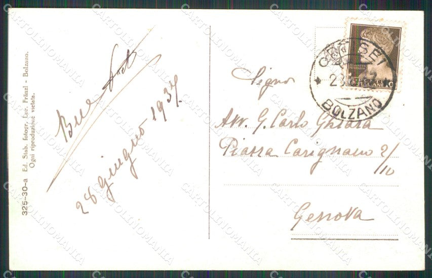 Bolzano Ortisei Val Gardena Dolomiti Franzl 325 30 cartolina MX3069 – retro