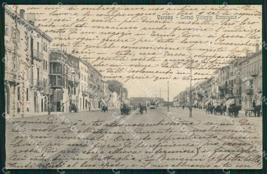 Verona Città Corso Vittorio Emanuele Tram Alterocca 5719 cartolina MX3076 – fronte