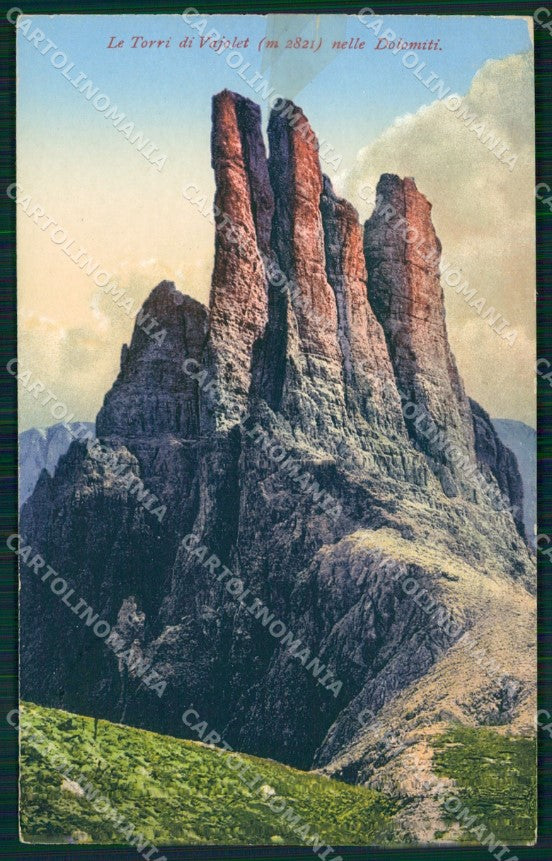 Trento Pozza di Fassa Torri di Vajolet Dolomiti RIPARATA cartolina MX3135 – fronte