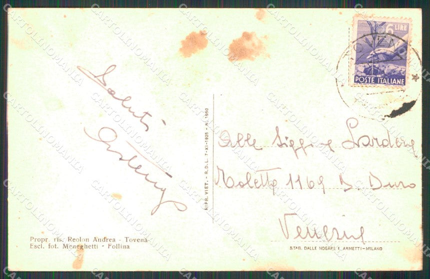 Treviso Cison di Valmarino Passo Sant'Ubaldo Gallerie cartolina MX3168 – retro