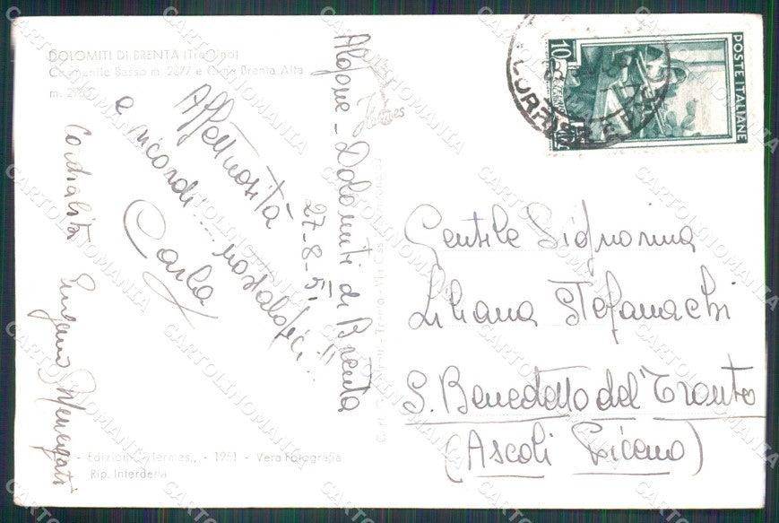 Trento Molveno Gruppo Dolomiti Foto cartolina MX3210 – retro