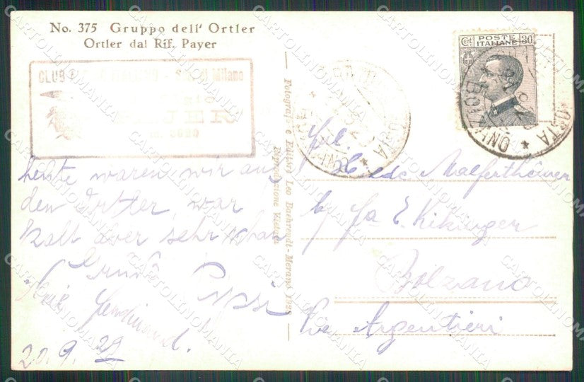 Bolzano Stelvio Gruppo Ortler Foto cartolina MX3262 – retro