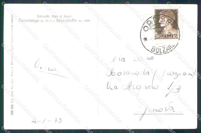 Trento Canazei Sassolungo Franzl 725 103 Foto cartolina MX3267 – retro