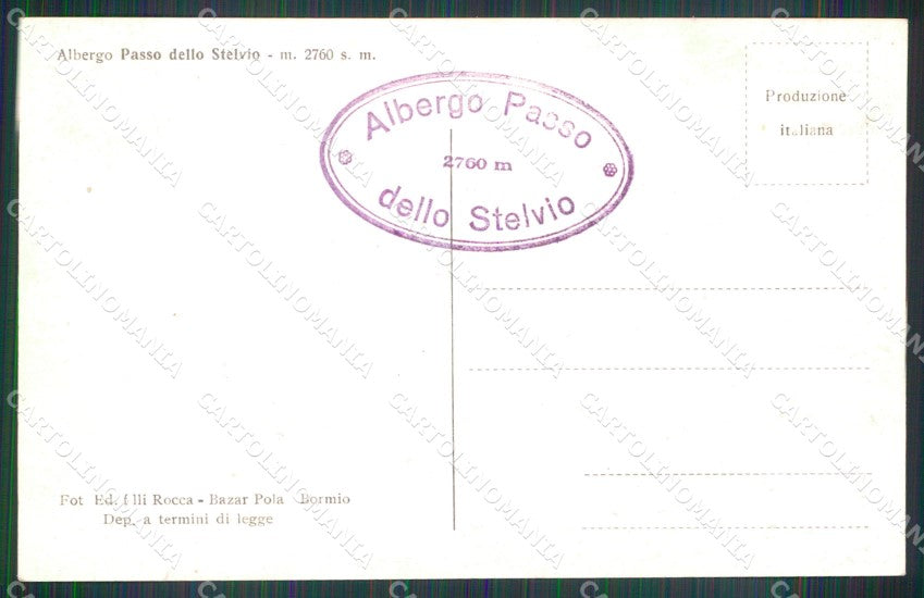 Bolzano Stelvio Albergo Passo dello Stelvio Foto cartolina MX3346 – retro