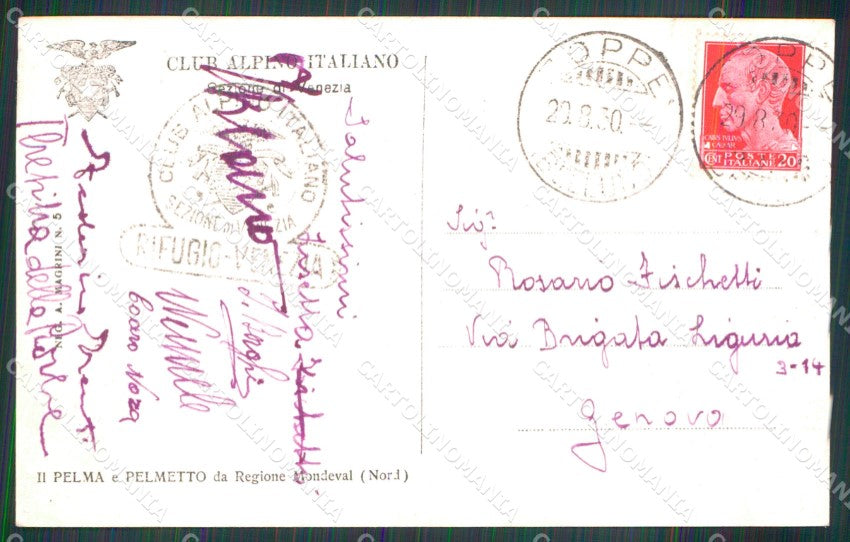 Belluno Cadore Monte Pelma Pelmetto Foto cartolina MX3349 – retro