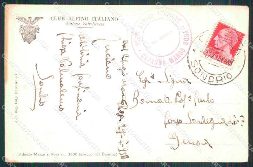 Sondrio Lanzada Rifugio Marco Rosa Valmalenco Foto cartolina MX3392 – retro
