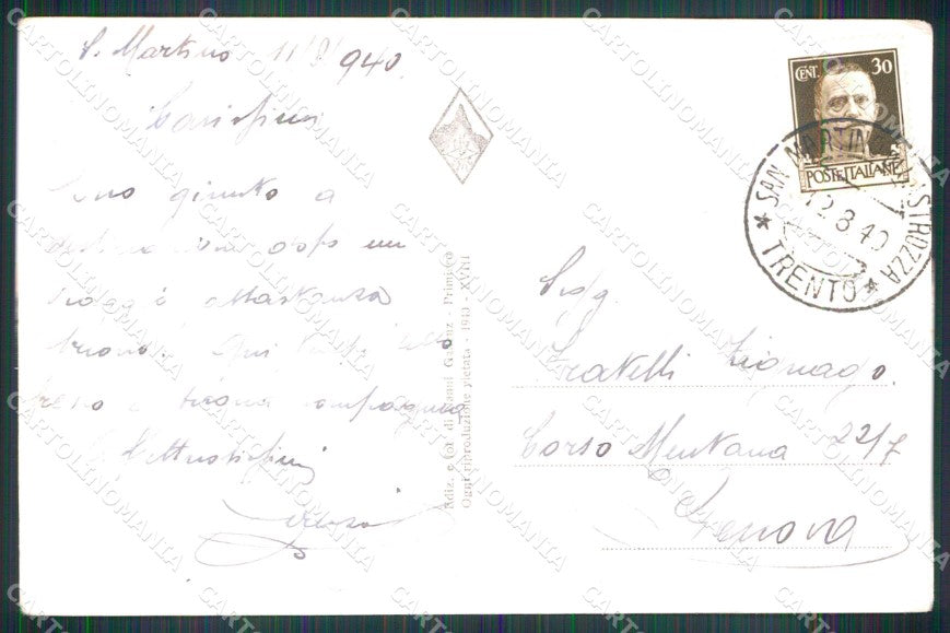 Trento San Martino di Castrozza Val di Roda Sass Maor Foto cartolina MX3444 – retro