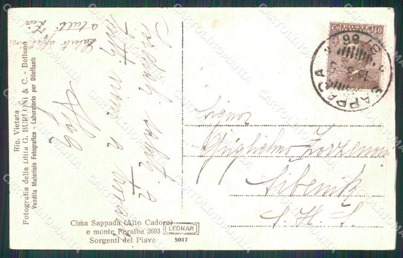 Belluno Cadore Cima Sappada Monte Peralba Foto cartolina MX3463 – retro