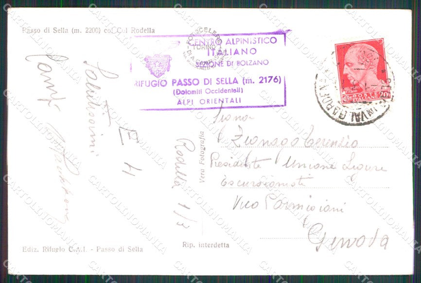 Trento Canazei Passo Sella Col Rodella Foto cartolina MX3546 – retro