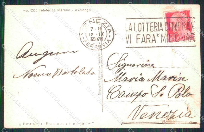Bolzano Avelengo Teleferica Merano Foto cartolina MX3595 – retro