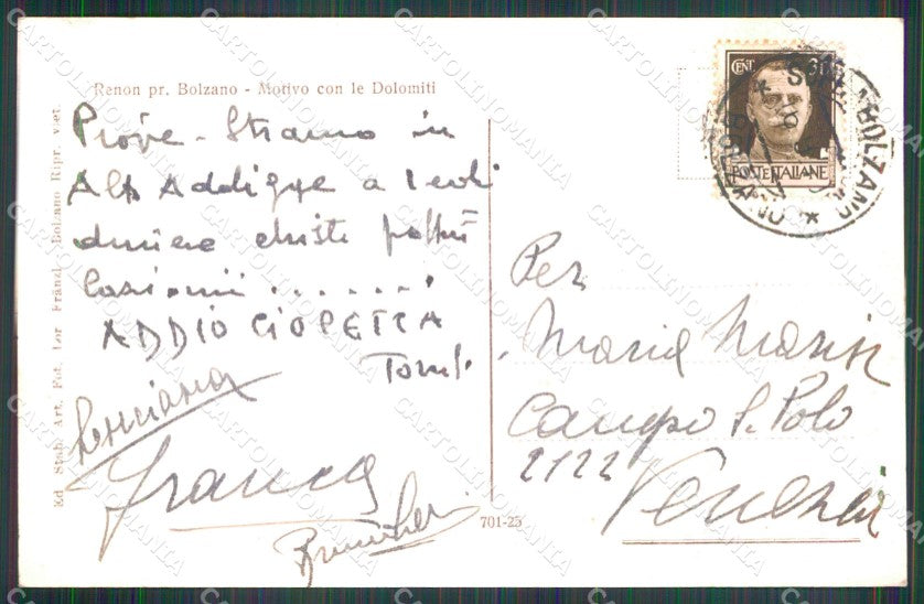 Bolzano Renon Motivo con Dolomiti Franzl 701 25 Foto cartolina MX3617 – retro