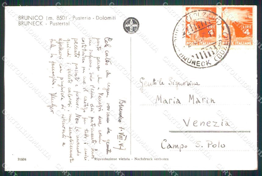 Bolzano Brunico Val Pusteria Dolomiti MACCHIA Foto cartolina MX3625 – retro