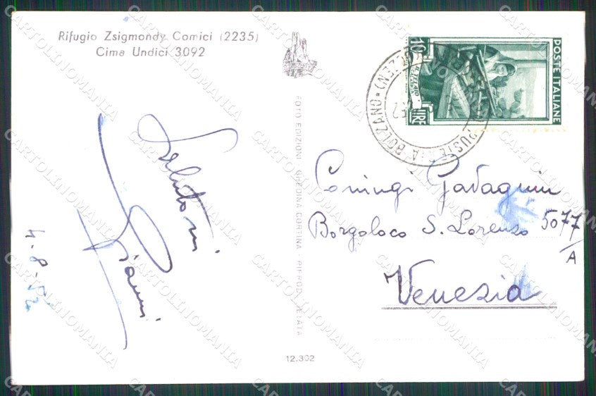 Bolzano Sesto Rifugio Zsigmondy Comici Cima Undici Foto cartolina MX3723 – retro