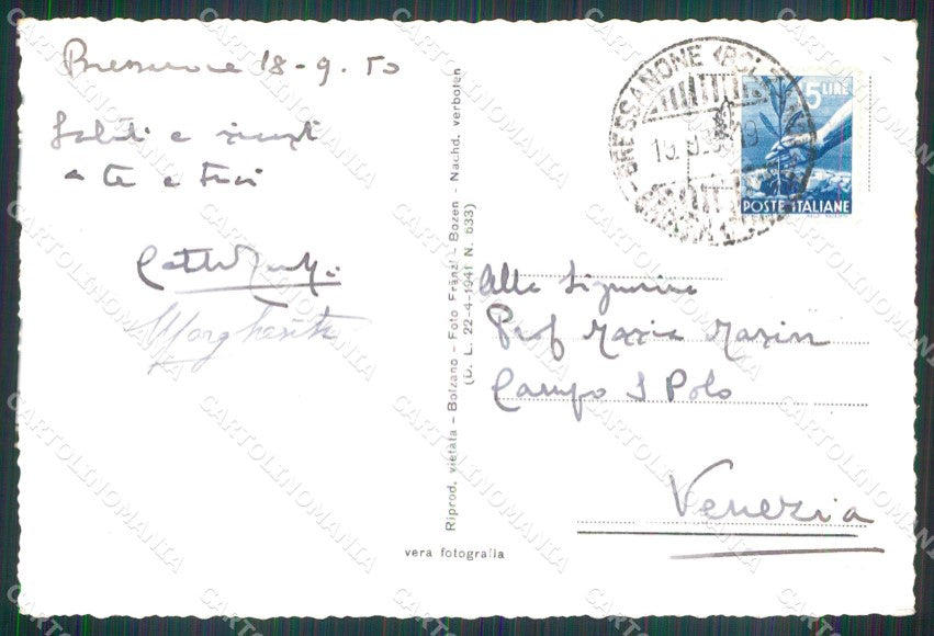 Bolzano Bressanone Val d'Isarco Franzl 730 40 Foto cartolina MX3812 – retro