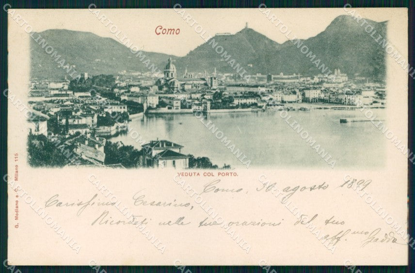 Como Città Veduta col Porto Modiano 115 cartolina MX3833 – fronte