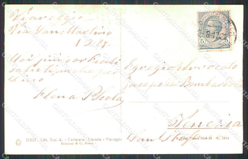 Lucca Viareggio Barche TRACCE UMIDO SCOLLATA Brunner 11997 cartolina MX3838 – retro