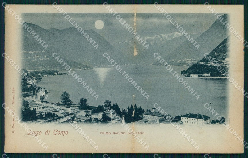 Como Città Lago di Primo Bacino Chiaro di Luna ABRASA cartolina MX3846 – fronte