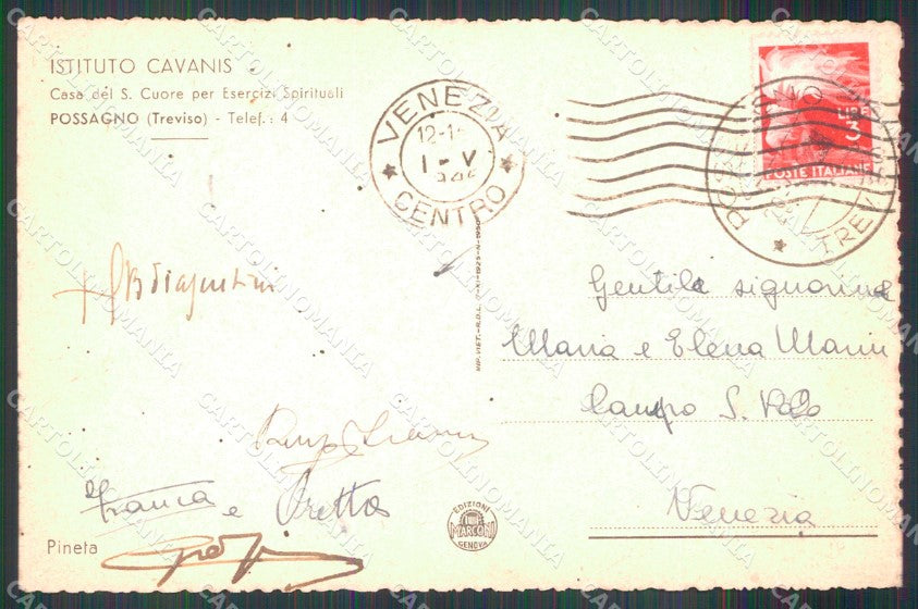 Treviso Possagno Col De Draga Casa Sacro Cuore Pineta cartolina MX3856 – retro