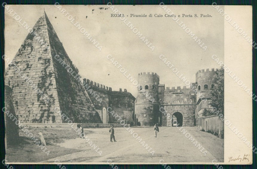Roma Città Piramide Caio Cestio Porta San Paolo PIEGHINA cartolina MX3862 – fronte