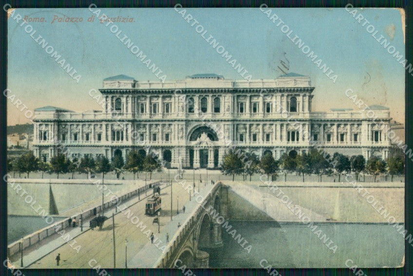 Roma Città Palazzo di Giustizia Tram ABRASA cartolina MX3899 – fronte
