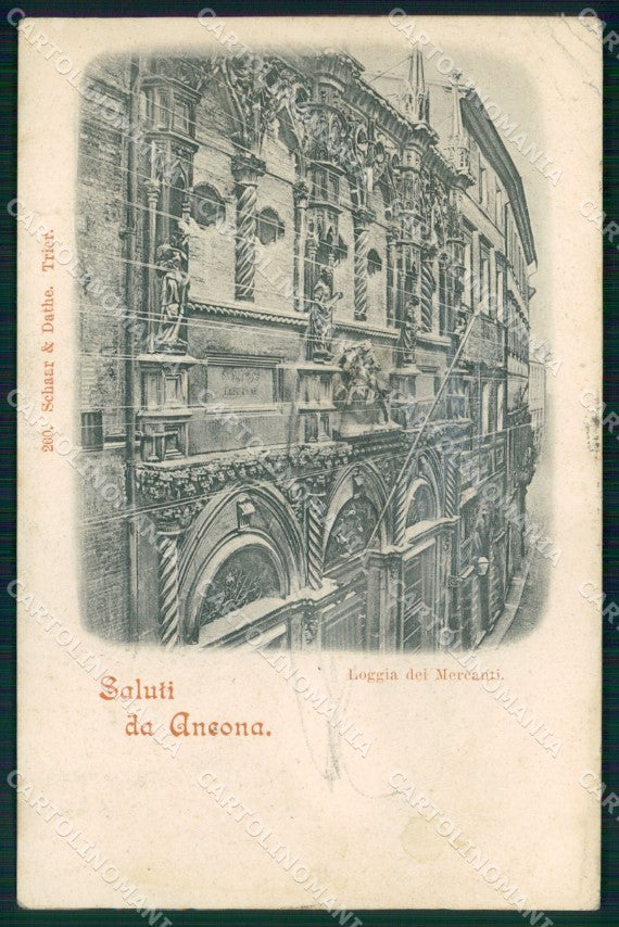 Ancona Città Saluti da Loggia Mercanti PIEGHINA cartolina MX3960 – fronte