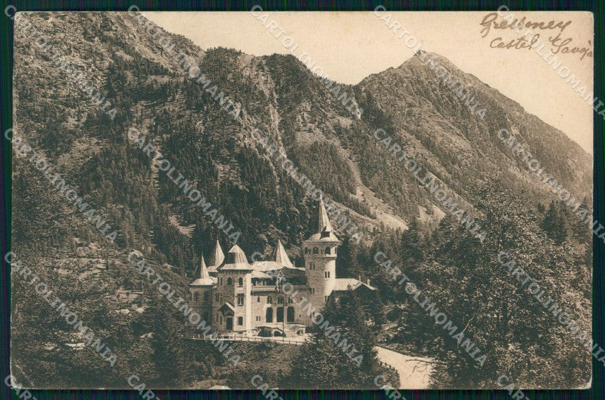 Aosta Gressoney Castel Savoya Entrata Principale cartolina MX3972 – fronte
