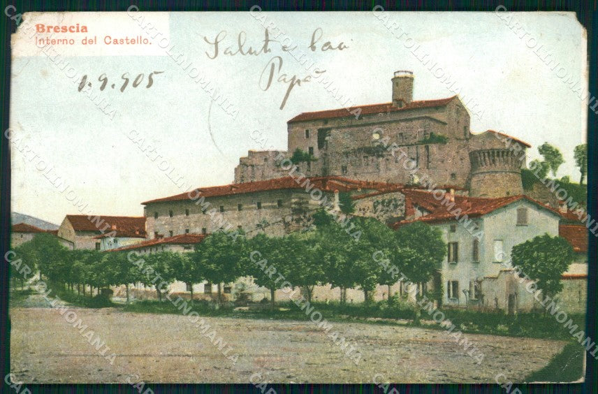 Brescia Città Interno Castello PIEGHINE ABRASA cartolina MX4048 – fronte