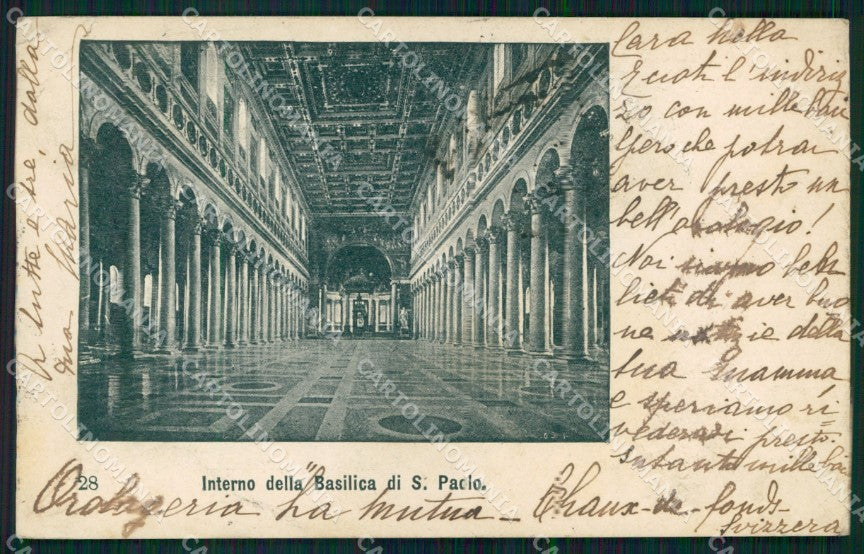 Roma Città Basilica San Paolo fuori le Mura Interno PIEGHINE cartolina MX4056 – fronte