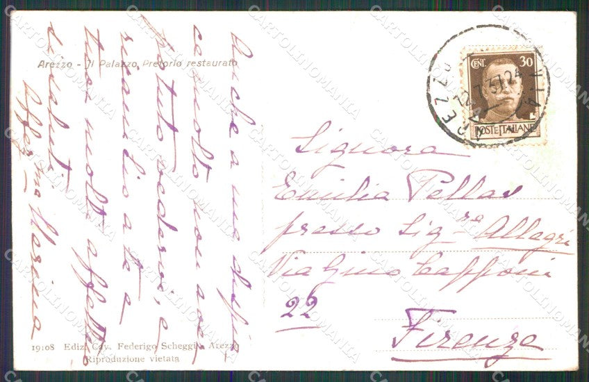Arezzo Città Palazzo Pretorio Restaurato cartolina MX4069 – retro