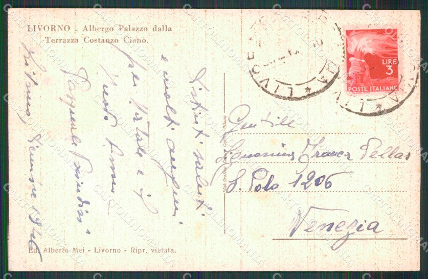 Livorno Città Albergo Palazzo cartolina MX4080 – retro