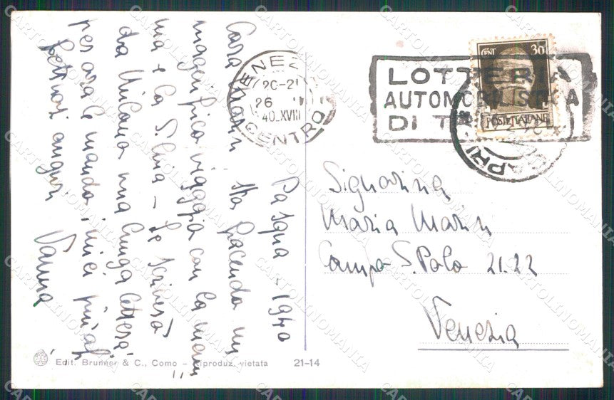 Napoli Capri Veduta Generale con Castiglione Brunner 21 14 cartolina MX4103 – retro