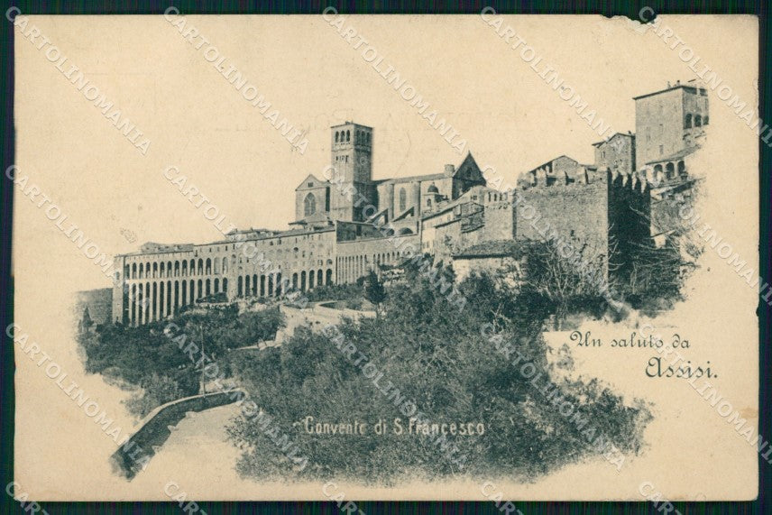 Perugia Assisi Saluto da Convento San Francesco ABRASA cartolina MX4126 – fronte
