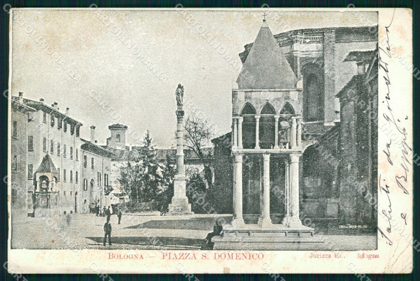 Bologna Città Piazza San Domenico PIEGHINE cartolina MX4133 – fronte