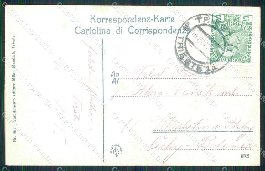 Trieste Città Castello Miramare Barca cartolina MX4162 – retro