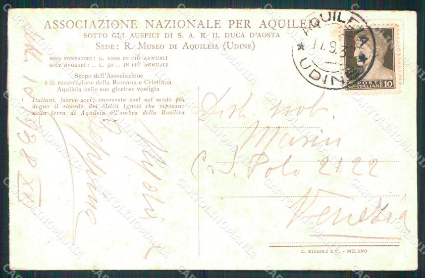 Udine Aquileia Banchina Porto Mura Torri di Difesa cartolina MX4231 – retro