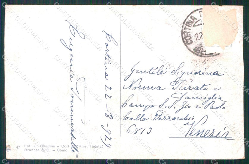 Belluno Cortina d'Ampezzo Veduta Verso Tofana PIEGHINE cartolina MX4237 – retro