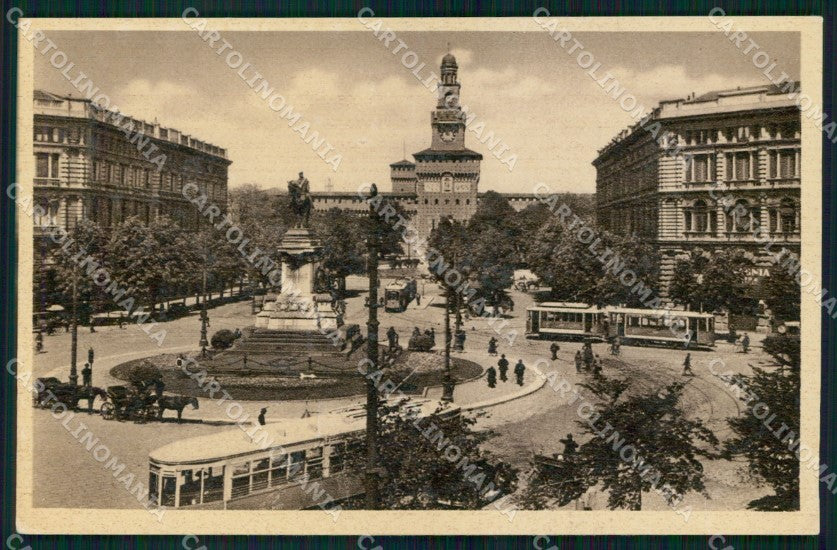 Milano Città Largo Cairoli Tram Monumento Garibaldi cartolina MX4240 – fronte
