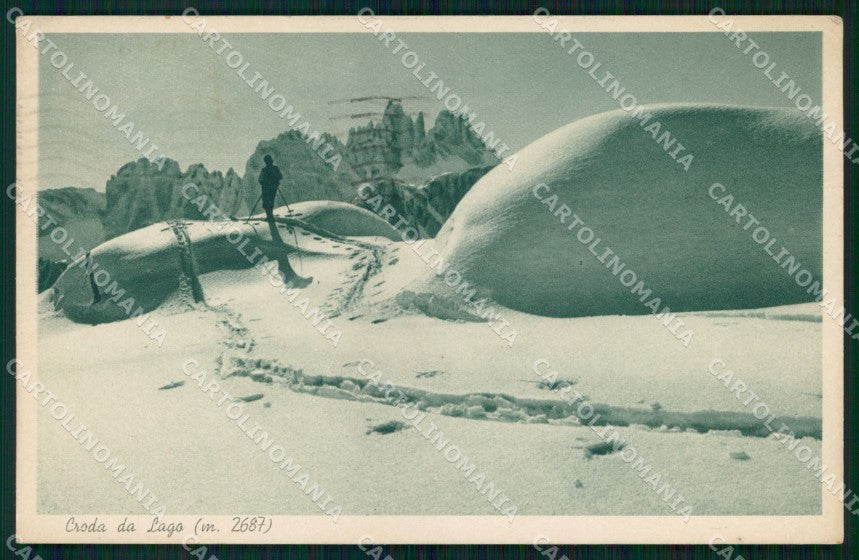 Belluno Cortina d'Ampezzo Croda da Lago Sci cartolina MX4267 – fronte