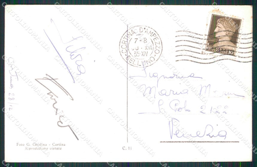 Belluno Cortina d'Ampezzo Croda da Lago Sci cartolina MX4267 – retro