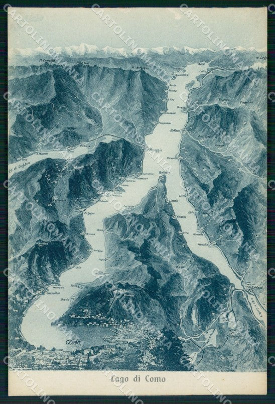 Como Città Lago di Cartina Geografica Brunner 100 96 cartolina MX4277 – fronte